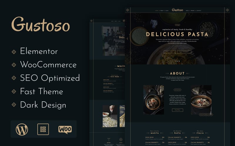 Gustoso Restaurant WordPress Theme - Wordpress Food Blog Themes