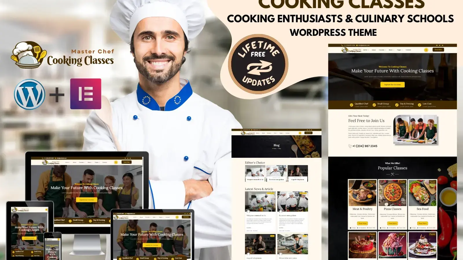 Cooking Classes WordPress Theme - Wordpress Food Blog Themes